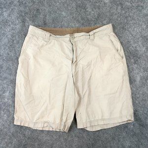 Columbia Shorts 34x10 Mens Khaki Beige Classic Fit Chino 4 Pocket Casual Outdoor